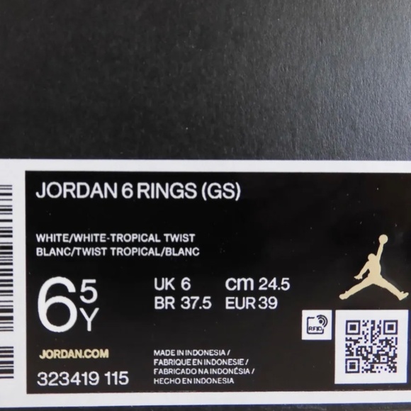 Jordan 6 Rings GS White/ Tropical Twist 6.5 Y